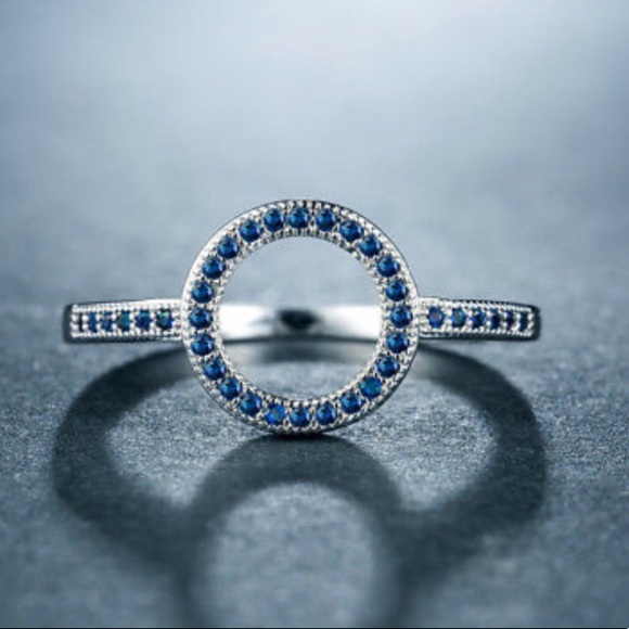 New Stamped 925 Silver Blue sapphires Ring - Picture 2 of 3